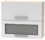 TEMPO KONDELA Billenő felsőszekrény üveggel 2DV, tölgy sonoma/fehér, NOVA PLUS NOPL-016-OH - mindigbutor