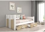 ADRK Parterowa ágy BIBI 180x80, Fehér, Sonoma - mindigbutor