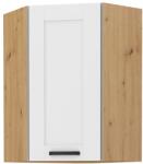 TEMPO KONDELA Felső szekrény sarokba, fehér/artisan tölgy, LULA 58x58 GN-90 1F - mindigbutor