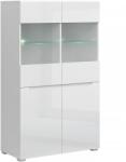 TEMPO KONDELA Vitrín 2D2W, fehér/fehér extra magasfényű HG, JOLK - mindigbutor