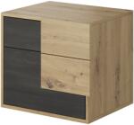 TEMPO KONDELA Éjjeliszekrény, fekete norvég fenyő/artisan tölgy, BAFRA - mindigbutor