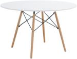 TEMPO KONDELA Étkezőasztal, fehér/matt/bükk, átmérő 120 cm, DEMIN NEW - mindigbutor