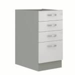 TEMPO KONDELA Alsó szekrény, fehér magas fényű fehér, PRADO 40 D 4S - mindigbutor