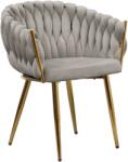 TEMPO KONDELA Étkezőszék, szürkésbarna Taupe Velvet szövet/gold króm arany, DEILA - mindigbutor