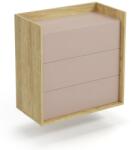 Halmar MOBIUS komód 3S szín: hikora tölgy/rózsaszín - mindigbutor