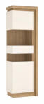 TEMPO KONDELA Vitrines szekrény LYOV03L, tölgy riviera/fehér extra magasfényű, LEONARDO - smartbutor