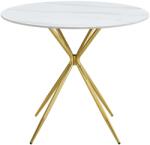 TEMPO KONDELA Étkezőasztal, fehér márvány/gold arany króm, átmérő 90 cm, MEKNER - mindigbutor