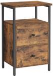 VASBÚTOR Éjjeliszekrény, 2 fiókos kis asztal, rusztikus barna és fekete