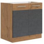 TEMPO KONDELA Alsószekrény, szürke matt/tölgy lancelot, VEGA 80 ZL 2F BB - mindigbutor - 34 991 Ft