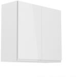 TEMPO KONDELA Felsőszekrény, fehér/fehér extra magasfényű, AURORA G80 - smartbutor