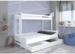 ADRK Háromszemélyes emeletes ágy matraccal BENITO 200x80, Fehér - mindigbutor