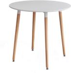 TEMPO KONDELA Étkezőasztal, fehér/bükk, átmérő 80 cm, ELCAN NEW - mindigbutor