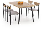 Halmar DICKY szett, étkezőasztal + 4 szék, téglalap alakú, szín: natúr/fekete/szürke - smartbutor