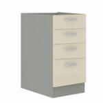 TEMPO KONDELA Alsó szekrény, krémszínű magas fényű fehér, PRADO 40 D 4S - smartbutor