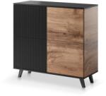 Halmar RANDOM KM-2 komód, szín: wotan tölgy/fekete - mindigbutor