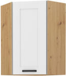 TEMPO KONDELA Felső szekrény sarokba, fehér/artisan tölgy, LULA 58x58 GN-90 1F - smartbutor