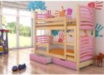 ADRK Kétszemélyes emeletes ágy matracokkal OSUNA, Fenyő, Rózsaszín - mindigbutor