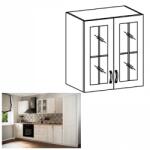 TEMPO KONDELA Felsőszekrény G60S üveggel, fehér/sosna Andersen, SICILIA - mindigbutor