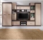 TEMPO KONDELA Nappali szekrénysor, DTD/MDF, világos tölgy/sötét tölgy, KORINA - mindigbutor