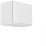 TEMPO KONDELA Felsőszekrény, fehér/fehér extra magasfényű, AURORA G50K - mindigbutor