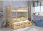 ADRK Háromszintes emeletes ágy HIPPO 180x80, Fenyő természetes - mindigbutor
