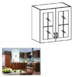 TEMPO KONDELA Felsőszekrény G80S üveggel, dió Milano, SICILIA - mindigbutor