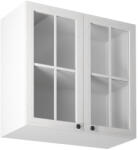 TEMPO KONDELA Kétajtós felsőszekrény üveggel G80S, fehér/sosna andersen, PROVANCE - smartbutor