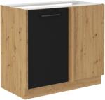 TEMPO KONDELA Alsó konyhaszekrény, matt fekete/artisan tölgy, MONRO 105 ND 1FFBB - mindigbutor