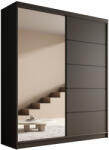 ADRK Tolóajtós szekrény tükörrel Nico 180, Fekete, Fekete - smartbutor