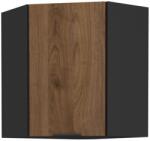 TEMPO KONDELA Felső sarokszekrény okapi dió/fekete, MENZO 60x60 GN-72 1F - mindigbutor