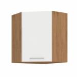 TEMPO KONDELA Felső sarokszekrény, lancelot tölgy / fehér extra magas fényű HG, VEGA 58x58 GN-72 1F - mindigbutor