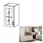 TEMPO KONDELA Felsőszekrény G30S üveggel, balos, fehér/sosna Andersen, SICILIA - smartbutor