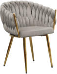 TEMPO KONDELA Étkezőszék, szürkésbarna Taupe Velvet szövet/gold króm arany, DEILA - smartbutor