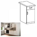 TEMPO KONDELA Alsószekrény D40S1 fiókkal, jobbos, fehér/sosna Andersen, SICILIA - smartbutor