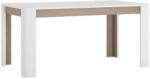 TEMPO KONDELA Széthúzható étkezőasztal, fehér extra magasfényű HG/sonoma tölgy sötét trufla, 160-200x90 cm, LYNATET TYP 75 - smartbutor
