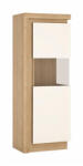 TEMPO KONDELA Vitrines szekrény LYOV01P, tölgy riviera/fehér extra magasfényű, LEONARDO - smartbutor