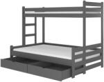 ADRK BENITO 200x90 háromszemélyes emeletes ágy, Grafit - smartbutor
