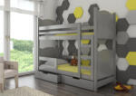 ADRK Kétszemélyes emeletes ágy matracokkal MARABA, Szürke - smartbutor