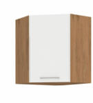 TEMPO KONDELA Felső sarokszekrény, lancelot tölgy / fehér extra magas fényű HG, VEGA 58x58 GN-72 1F - smartbutor