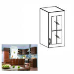 TEMPO KONDELA Felsőszekrény G30S üveggel, jobbos, dió Milano, SICILIA - smartbutor