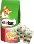 Kitekat KITEKAT Száraz macskaeledel marhahússal és zöldségekkel 12kg + WILD FARM macskaeledel mix 3x50g