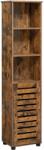 VASBÚTOR Magas szekrény állítható polccal, tárolószekrény 30x40x167 cm, rusztikus barna