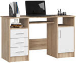 AKORD Ana Számítógépasztal Laminált Sonoma Tölgy Fehér Kihúzható Billentyűzettartóval
