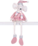 MagicHome karácsonyi dekoráció, egérlány figura hosszú lábbal, szövet, 20 x 18 x 69 cm, rózsaszín (TC8091344)