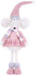 MagicHome karácsonyi dekoráció, egérlány figura, szövet, 19 x 17 x 59 cm, rózsaszín (TC8091348)