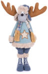 MagicHome karácsonyi dekoráció, rénszarvas fiú kék kardigánban, szövet, 24 x 18 x 55 cm, kék (TC8091353)