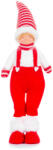 MagicHome karácsonyi dekoráció, fiú figura nadrágban, szövet, 17 x 13 x 48 cm, piros-fehér (TC8091250)