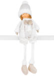 MagicHome karácsonyi dekoráció, fiú figura fehér sapkában, hosszú lábbal, szövet, 15 x 10 x 45 cm, fehér-arany (TC8091346)