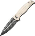 CIVIVI Incindie Mâner Ivory G10Lamă DamascusButton Lock C23053-DS1
