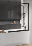 Cersanit Larga két elemes kádparaván 115x140 cm átlátszó üveggel és CleanPro bevonattal, fekete profil S932-142 (S932-142)